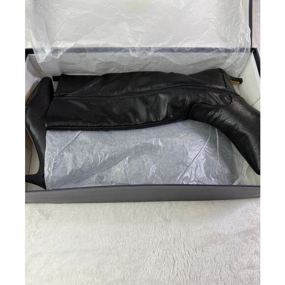 French Connection FC_DARCYS Black Vegan Leather Knee High Kitten Heel  Size 7.5 - Picture 7 of 7